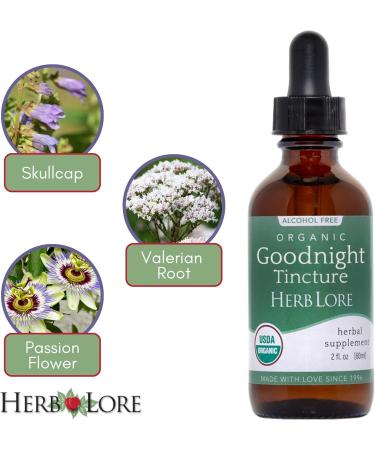 Herb Lore Organic Goodnight Tincture - Liquid Sleep Aid Drops with Valerian Root & Passion Flower Extract for Adults & Kids - Melatonin Free Herbal Sleep Supplement, 2 fl oz 2 Fl Oz (Pack of 1) - Buy Online on GoSupps.com