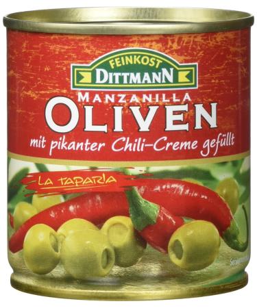 Feinkost Dittmann Green olives filled with chili cream pack of 8 (8 x 85 g)