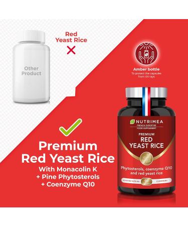 Red Yeast Rice Premium with Monacolin K 2 8mg, Coenzyme Q10, and Pine Phytosterols - 90 Capsules - Buy Online on GoSupps.com