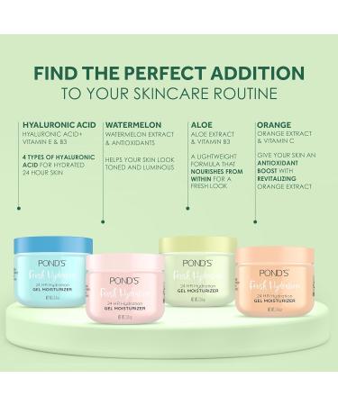 POND S Fresh Hydration Gel Moisturizer 24 HR Hydration with Aloe Vera Extract Vitamin E & B3 Niacinamide Alcohol & Oil-Free Face Moisturizer Dermatologist Tested 3.4 oz 3.4 Ounce (Pack of 1) - Buy Online on GoSupps.com