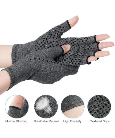 ACWOO Arthritis Compression Gloves - Pain Relief & Support for Hands and Finger Joints - Anti-Slip Fingerless Design - Men and Women (Grey-M) - Buy Online on GoSupps.com