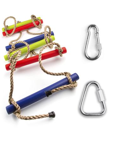 Rope Ladder for Kids Multicolor (6,6'/2m Length) - Outdoor or Indoor Climbing Rope Ladder - Ladder for Backyard, Playground, Home Gym, Basement, Treehouse, Jungle Gym, playroom, Children's Room