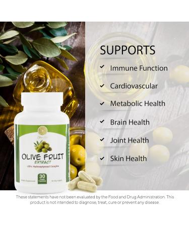 Olive Seed Olive Fruit Extract Supplement 50 mg - Standardized to 20% Hydroxytyrosol - Non-GMO + Gluten-Free + Dairy-Free + Vegan (30 Capsules) - Buy Online on GoSupps.com