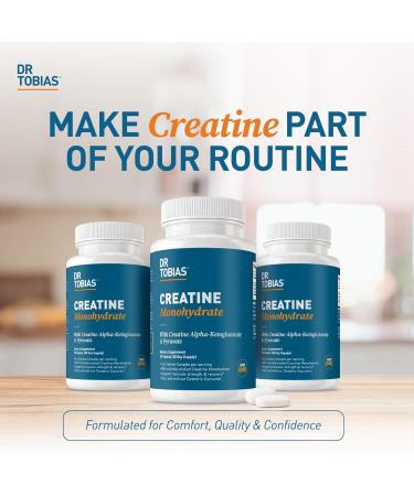 Dr. Tobias Creatine Monohydrate Pills | 5g Complex with Creatine Alpha-Ketoglutarate & Pyruvate | Muscle Strength Energy & Recovery | 90 Tablets - Buy Online on GoSupps.com