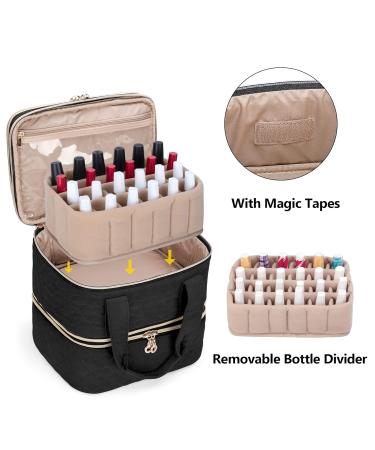 YARWO Nail Polish Organizer Bag - Holds 48 Bottles - Adjustable Dividers - Travel Case for Manicure Set - Black (Bag Only) - Buy Online on GoSupps.com