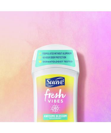 Suave Fresh Vibes Deodorant Stick Aluminum Free 48 Hour Deodorant Protection Awesome Blossom Dermatologist Tested Body Deodorant 1.2 oz - Buy Online on GoSupps.com