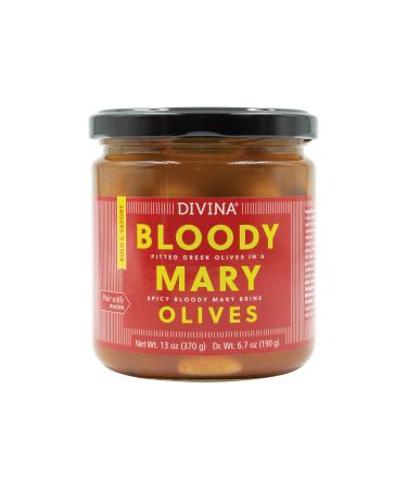 Divina Bloody Mary Pitted Greek Olives, 13 Ounce Net Weight