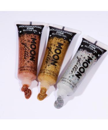 Moon Glitter Holographic Fine Glitter Gel - Silver - 12ml | For Face, Body, Hair, Nails - Cosmetic Festival Glitter - Face Paint - Long-lasting Formula - Buy Online on GoSupps.com