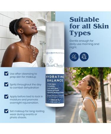 Clear Choice Hydrating Balance Facial Mist 6.7oz Rejuvenating Spray for All Skin Types, Tightens Pores, Prolongs Makeup, Restores pH Balance - Buy Online on GoSupps.com