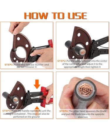 Dechengbao HS520A Heavy Duty Ratchet Cable Cutter for Aluminum Copper Cables up to 400mm - Buy Online on GoSupps.com
