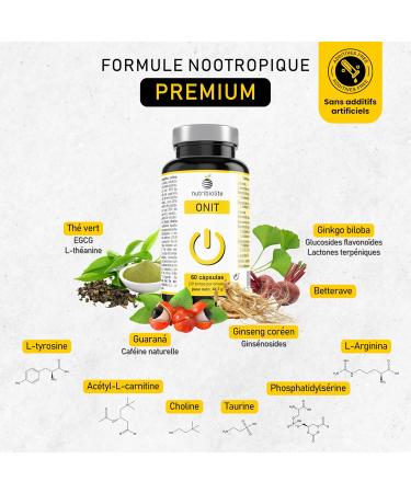 Natural Nootropics - Ginseng Ginkgo Choline Tyrosine Taurine Green Tea Guarana Beetroot Carnitine Theanine Arginine Phosphatidylserine - ONIT Memory Concentration Energy Mental Fatigue - Buy Online on GoSupps.com