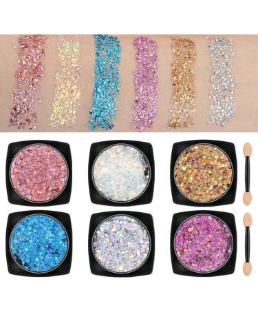6 Colors Glitter Make Up for Face Body and Hair Body Glitter Sequin for Music Festival Masquerade Party Clubs 06 - Buy Online on GoSupps.com