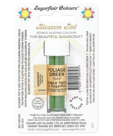 Sugarflair Foliage Green Blossom Tint Food Colouring and Dusting Powder Matt Finish Brush On or Mix with Rejuvenator Spirit to Create a One of A Kind Cake - 7ml
