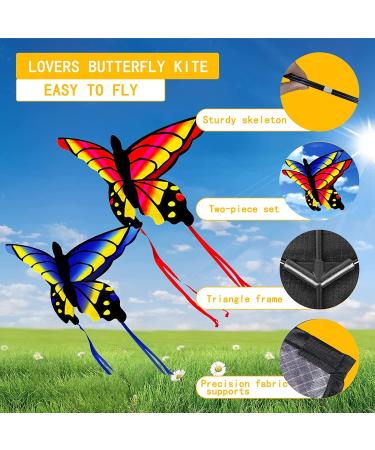HENGDA Butterfly Kite for Kids and Adults - Colorful Outdoor Single Line Kite with Flying Tools - Red & Blue - Buy Online on GoSupps.com