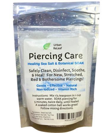 Urban ReLeaf Piercing Care 6 oz, Healing Sea Salt & Botanical SOAK. Aftercare Solution Concentrate, Makes 90 cups.