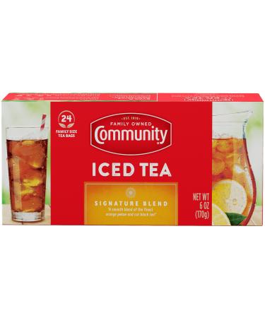 Community Coffee Porch Breeze Signature Iced Tea Bags, Family Size, Box of 24 Bags (Pack of 6) Signature Tea 24 Count (Pack of 6)