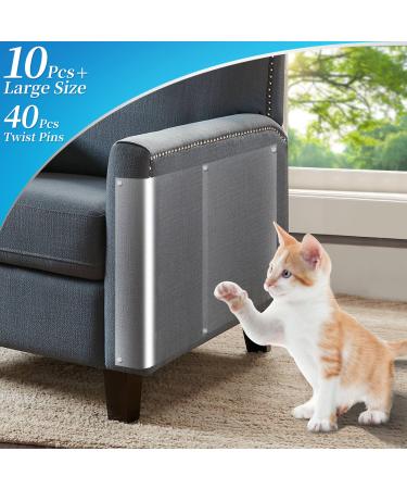 10 Pcs Cat Scratching Post,Prevent Cat Scratch Marks,Furniture Protectors from Cats,Clear Self-Adhesive Cat Scratch Protector, Sofa Protector 6 Packs (17.7 "X 11.8 "W) + 4 Pack (13.7 "L 5.9 "W)
