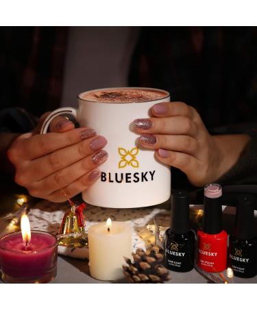 Bluesky Gel Nail Kit With Mini UV LED Lamp S06N Pink Gold Glitter Gel Polish Base and Top Coat Set Nail File Buffer Cleanser Wipes - Buy Online on GoSupps.com