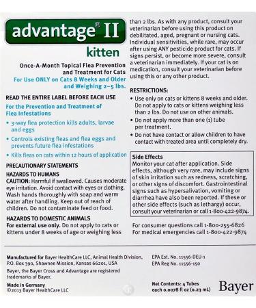 Bayer Advantage II Kitten Flea Treatment 4-Dose Pack for Kittens 2-5 lb - Buy Online on GoSupps.com