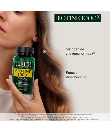 Lux ol Biotin 1000 g (1) Promotes hair growth (arugula)(2) Made in France Food Supplement 90 Capsules 28.5 g - Buy Online on GoSupps.com