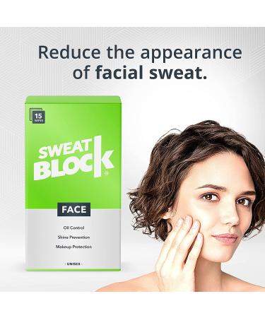 SweatBlock Daily Antiperspirant Face Wipes - Oily Skin Control & Makeup Protection - 15 Wipes - Buy Online on GoSupps.com