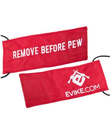 Evike Airsoft - Tactical Airsoft Barrel Cover w/Bungee Cord - Remove Before Pew Red Standard