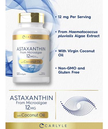 Buy Carlyle Astaxanthin 12mg Softgels - 120 Count | Non-GMO Gluten Free Microalgae Supplement with Coconut Oil | International Shipping Available - Buy Online on GoSupps.com