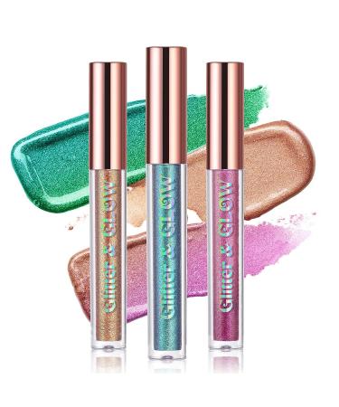 Hotiary Shimmer Glitter Liquid Eyeshadow Set - 10 Metallic Pigments for Sparkling Eyes - Gift Shiny Pen Eyeliner Kit - Buy Online on GoSupps.com