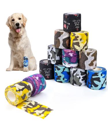 Twirush 12 Rolls Self-adhesive bandage for pets multifunctional tape animal association Hand tear waterproof elastic fixation bandage wrap adhesive association for humans (5cm x4.5 m) D
