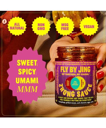 FLY BY JING Zhong Sauce - All-Natural Vegan Gluten-Free Sichuan Sauce (6 oz) - Sweet, Spicy, Umami, Aromatic Gourmet Gift for Hot Sauce Fans - Buy Online on GoSupps.com