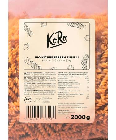 Buy KoRo Organic Chickpea Fusilli 2 kg - 100% Chickpea Flour Vegan & Protein-Rich - International Shipping Available - Buy Online on GoSupps.com