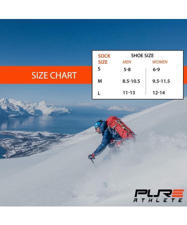 Pure Athlete Wool Ski Socks - Unisex Cold Weather Snowboard Sock - Grey/Blue Large - Buy Online on GoSupps.com
