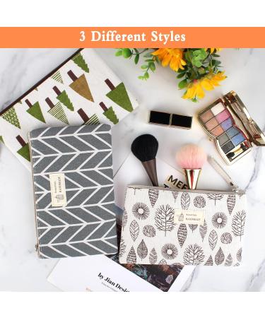 Anruyi 3-Piece Canvas Cosmetic Bag Set | Small Multifunctional Makeup Pouches with Zipper | Ideal for Keys Coins & Beauty Essentials | 20x14cm - Buy Online on GoSupps.com