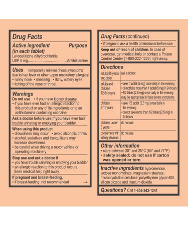 Curist Generic Levocetirizine Dihydrochloride 5mg Bulk (270 Tablets) - 24 Hour Allergy Relief - Allergy Medicine (3 Packs of 90 Tablets) - Buy Online on GoSupps.com