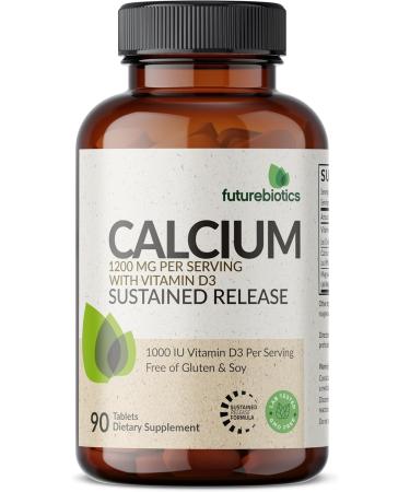 Futurebiotics Calcium 1200 MG Per Serving Sustained Release with Vitamin D3 1000 IU Per Serving Non-GMO 90 Vegetarian Tablets 90 Count (Pack of 1) - Buy Online on GoSupps.com