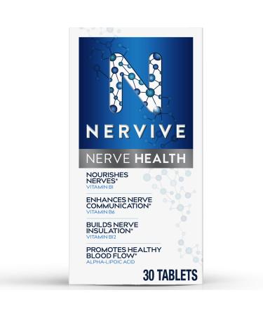 Nervive, Nerve Health for Nerve Support, Alpha Lipoic Acid, ALA, Vitamins B1, B6, B12, Healthy Nerve Function in Fingers, Hands, Toes, and Feet, 30 Day Supply, 30 Tablets