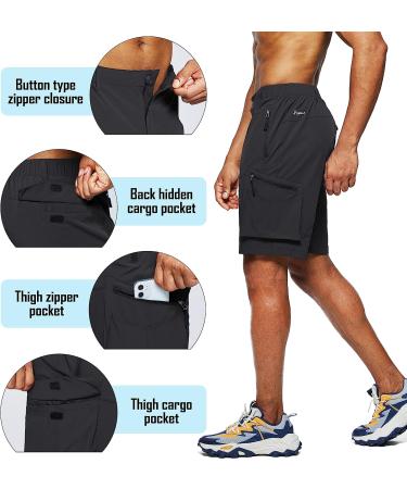 Pudolla Men's Quick Dry Hiking Cargo Shorts - Black, X-Large | Ideal for Outdoor Travel, Fishing, Camping | Multi-Pocket Design - Buy Online on GoSupps.com