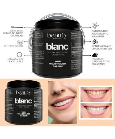 Blanc Natural Teeth Whitening Powder - Whiten Teeth with Calcium Carbonate & Activated Carbon | International Shipping Available - Buy Online on GoSupps.com