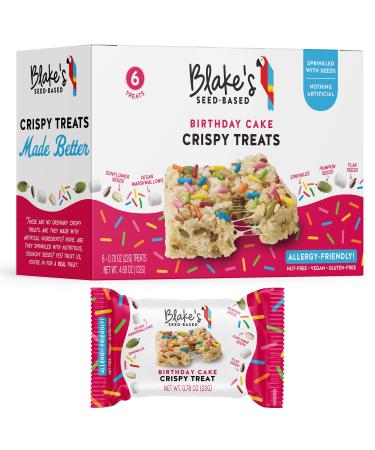 Blake’s Seed Based Rice Crispy Treats – Birthday Cake (6 Count) Nut Free Gluten Free Dairy Free & Vegan Healthy Snacks for Kids or Adults School Safe Low Calorie Organic Soy Free Snack