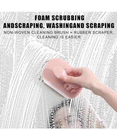 Shakven Squeegee Sponge Brush Sponge Brush Rubber Squeegee Scrubber for Cleaning - Household Cleaner Brush to Reach Tight Spaces for Bathroom Glass Kitchen Cooktops Pink - Buy Online on GoSupps.com