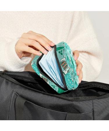 Buy Women's Cute Cartoon Lama Period Kit - Green Alpaca Cactus Storage Pockets for Travel | Portable Feminine Product Bag - Buy Online on GoSupps.com