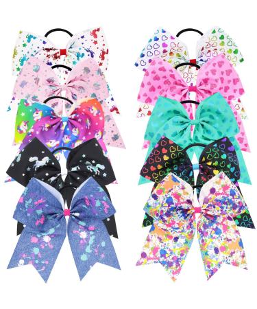 10PCS 8-Inch Cheer Bows for Girls - Elastic Hair Tie Bands for Cheerleading and School Activities - Buy Online on GoSupps.com