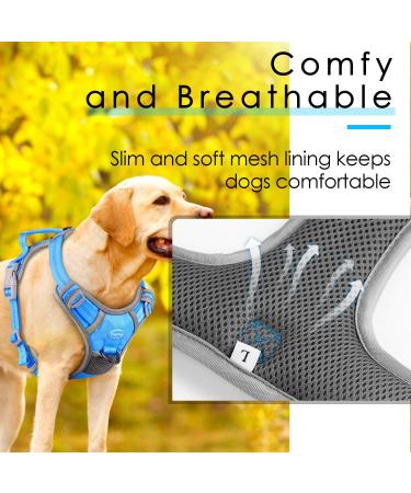 Thinkpet XL Blue Anti-Pull Dog Harness with Handle - Adjustable & Reflective Breathable Design (1 Pack) for Easy Control - No Choking - Buy Online on GoSupps.com