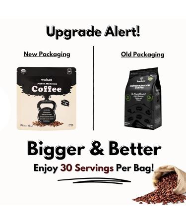 Protein Mushroom Coffee by OrganiiLand | Ground Coffee with Collagen Lion's Mane Chaga Turkey Tail Reishi Maitake L-Theanine | Focus Energy Immunity and Digestion | 30 Servings - Buy Online on GoSupps.com