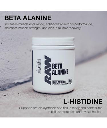 RAW Beta Alanine Powder Unflavored (60 Servings) - Pre-Workout Powder for Men & Women - Beta Alanine Supplement for Workout Endurance - Preworkout Beta Alanine Powder for Reduced Muscular Fatigue - Buy Online on GoSupps.com