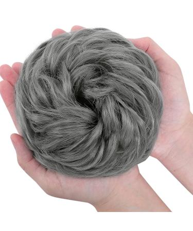 Silk-Co Hair Part with Rubber Band - Wavy Soft Dutt Hair Extensions | 45g Dark Gray Curly Messy Bun Updos - Buy Online on GoSupps.com