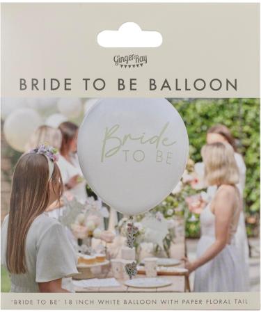 Ginger Ray Wei er Latex Balloon Bride to Be with Paper Flower Tail - Hen Party Decorations | 45.7 cm Balloon - Buy Online on GoSupps.com