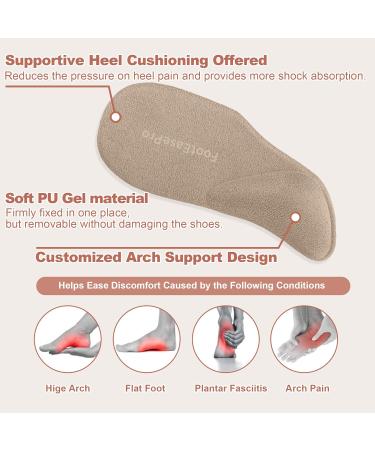 Arch Support Inserts for Plantar Fasciitis Relief - Gel Heel Cushions for Men & Women - Beige Small - Buy Online on GoSupps.com