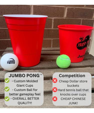 Giant Yard Pong Game - Jumbo Size for Outdoor Fun - Durable Cups, Ball & Pump - Perfect for Lawn, Backyard, Camping, Tailgating - Buy Online on GoSupps.com