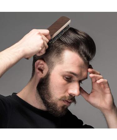GAINWELL Men's Wild Boar Bristle Hair Brush - Stiff Bristles | Black Walnut Wooden Handle - Buy Online on GoSupps.com